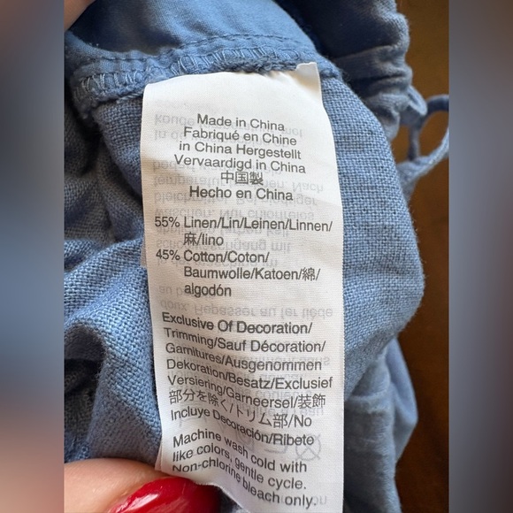 J.Crew women’s cotton Linen mix 3" Pom-pom Drawstring Short in Blue preloved - Picture 7 of 7